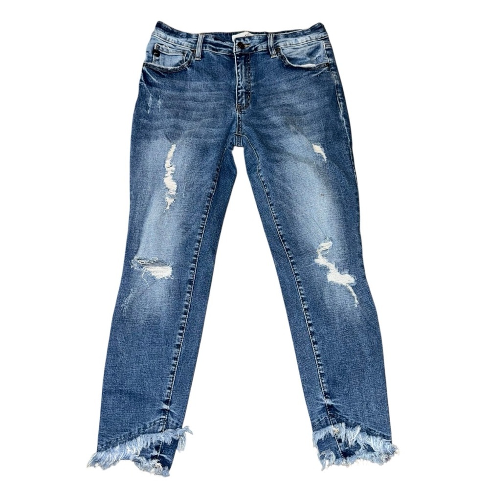 KanCan Distressed Skinny Jeans Size 13/30 Raw Hem Stretch NWOT